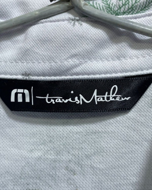 Travis Mathew White Polyester Sport Polo T Shirt For Men Small - Preloved Labels