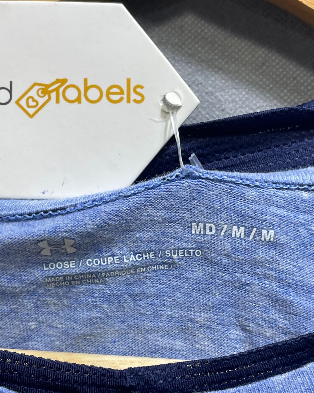 Under Armour Blue Cotton For Women T Shirt M - Preloved Labels
