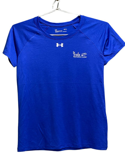 Under Armour Blue Polyester Jersey Sport For Women T Shirt Medium - Preloved Labels