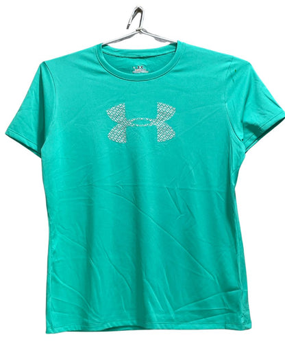 Under Armour Green Polyester Jersey Sport For Women T Shirt Large - Preloved Labels