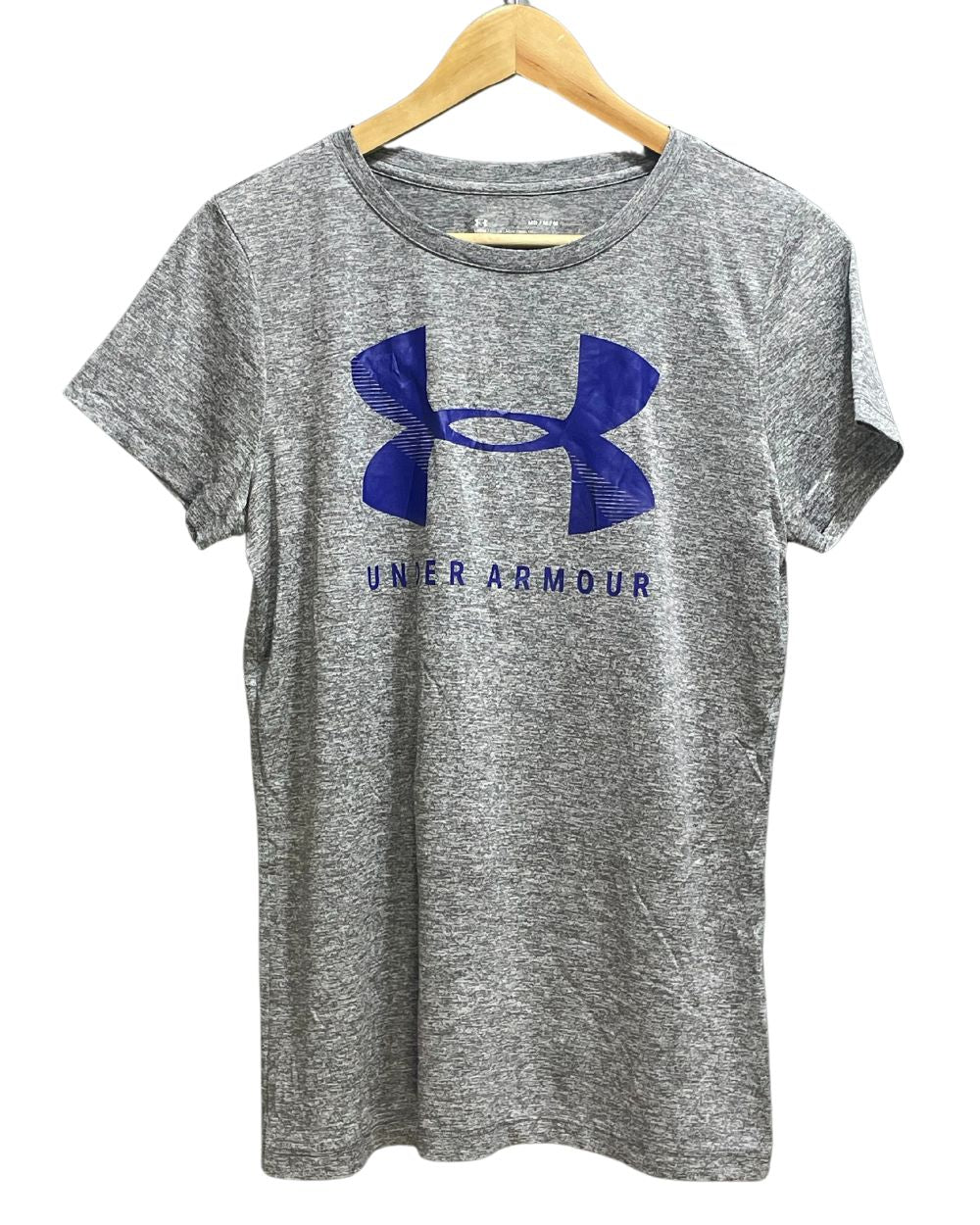 Under Armour Grey Polyester JerseySport For Women T Shirt Medium - Preloved Labels