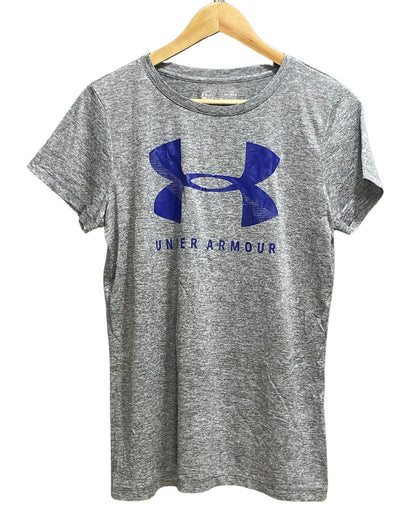 Under Armour Grey Polyester JerseySport For Women T Shirt Medium - Preloved Labels
