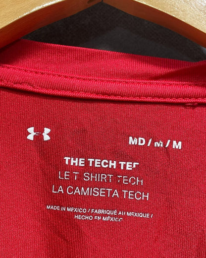 Under Armour Red Polyester Jersey Sport For Women T Shirt Medium - Preloved Labels