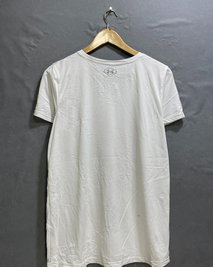 Under Armour White Polyester Jersey Sport For Women T Shirt Medium - Preloved Labels