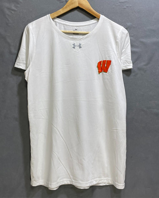 Under Armour White Polyester Jersey Sport For Women T Shirt Medium - Preloved Labels