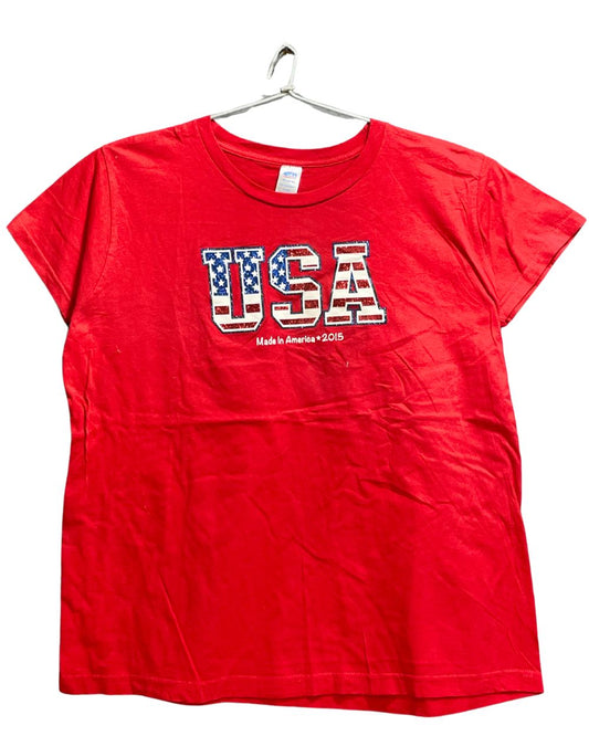 USA Red Cotton For Women T Shirt XL - Preloved Labels
