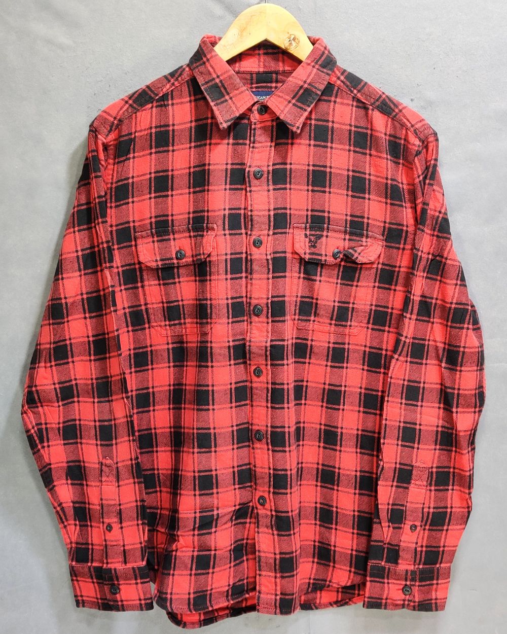 American Eagle Red Cotton Winter Shirt For Men