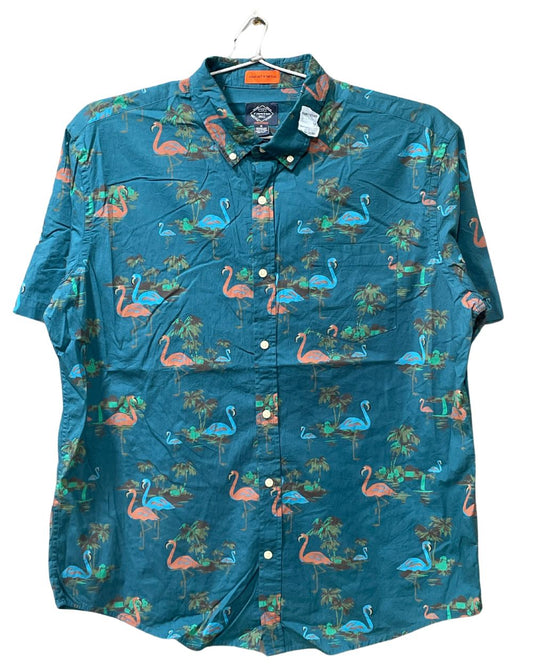 St John Bay Green Cotton Shirt For Men X Large