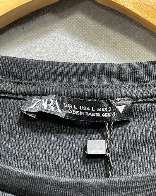 Zara Black Cotton For Women T Shirt L - Preloved Labels