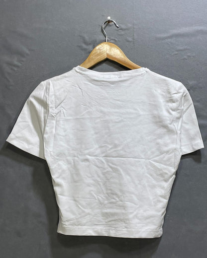 Zara White Cotton For Women T Shirt M - Preloved Labels