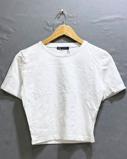 Zara White Cotton For Women T Shirt M - Preloved Labels